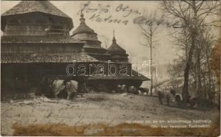 Görögkeleti templom Tarnowkán. Hofmann cs. és kir. altábornagy hadtestje. Hadifénykép Kiállítás / WWI Austro-Hungarian K.u.K. military, Orthodox wooden church (fl)