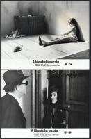 cca 1971 ,,A kilencfarkú macska című olasz - NSZK - francia krimi jelenetei és szereplői, 8 db vintage produkciós filmfotó ezüst zselatinos fotópapíron, a használatból eredő (esetleges) kisebb hibákkal, 18x24 cm