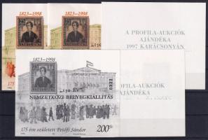 1998/3a "150 év" Nemzetközi Bélyegkiállítás 5 db-os emlékív garnitúra azonos sorszámmal (65.000) / souvenir sheet collection of 5 (betapadások a képoldalon / damaged front)