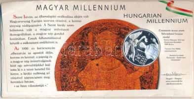 Fritz Mihály (1947-) 2000. "Magyar Millenium" ezüstözött bronz emlékérem alkalmi bélyegzős bélyeges borítékon, sorszámozott, "053" sorszámmal (42,5mm) T:PP