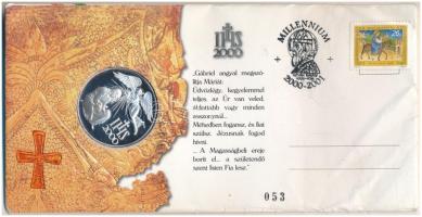 Fritz Mihály (1947-) 2000. "Magyar Millenium" ezüstözött bronz emlékérem alkalmi bélyegzős...