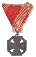 1916. "Károly-csapatkereszt" Zn kitüntetés eredeti, sérült mellszalagon T:XF,VF patina / Hungary 1916. "Charles Troop Cross" Zn decoration with original, but damaged ribbon C:XF,VF patina NMK 295.