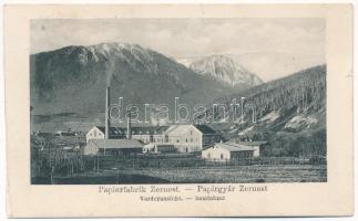 1908 Zernest, Zernyest, Zarnesti; Papírgyár homlokzata / Papierfabrik / paper factory. mini card ( 12,8 x 7,9 cm) (EK)