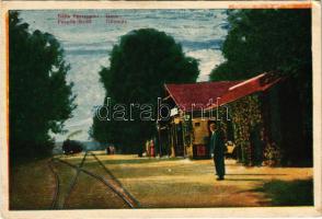 Püspökfürdő, Szentlászlófürdő, Baile 1 Mai (Nagyvárad, Oradea); vasútállomás, vonat, gőzmozdony / railway station, train, locomotive