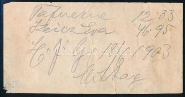 Brázay sósborszesz számolócédula, sérüléssel