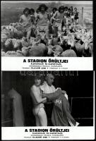 cca 1972 ,,A stadion őrültjei" című francia filmvígjáték jelenetei és szereplői, 17 db vintage produkciós filmfotó ezüst zselatinos fotópapíron, a használatból eredő (esetleges) kisebb hibákkal, 18x24 cm