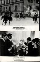 cca 1970 ,,A kalandor csődje" című szovjet film jelenetei és szereplői, 13 db vintage produkciós filmfotó ezüst zselatinos fotópapíron, a használatból eredő (esetleges) kisebb hibákkal, 18x24 cm