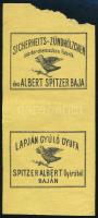 Spitzer Albert Gyufagyár (alapítva: 1859, 1903-tól a Globus nyomda készítette a címkéket) Baja lapján gyúló gyufa gyufacímke