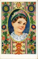 Magyar népművészet / Hungarian folklore art postcard (Rb)