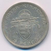 1938. 5P Ag "Szent István" T:XF kis ph., karc, patina Adamo P8.1