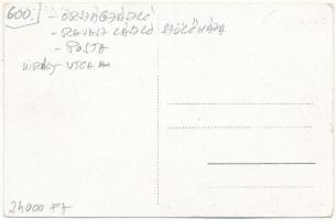 Bánffyhunyad, Huedin; országzászló, Ravasz László szülőháza, posta, Király utca / Hungarian flag, po...