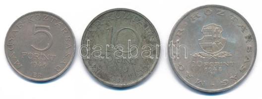 1948. 5Ft Ag "Petőfi" + 10Ft Ag "Széchenyi" + 20Ft Ag "Táncsics" "...