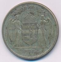 1930. 5P Ag "Horthy jobbra" T:F patina Adamo P8