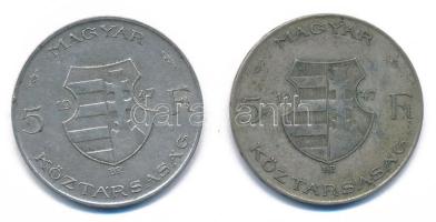 1947. 5Ft Ag "Kossuth" (2x) T:VF,F patina Adamo F8.1