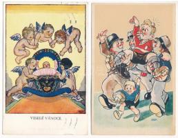 20 db főleg RÉGI gyerek motívum képeslap vegyes minőségben / 20 mostly pre-1945 children motive postcards in mixed quality