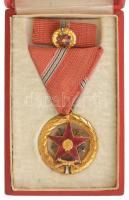 1957. "Kiváló Szolgálatért Érdemérem" aranyozott, zománcozott kitüntetés, mellszalagon, szalagsávon miniatűrrel, eredeti tokban T:AU Hungary 1957. "Distinguished Service Medal" gilt, enamelled decoration with ribbon, miniature ribbon and miniature, in original case C:AU  NMK 614.