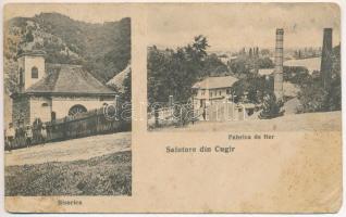 1924 Kudzsir, Kudsir, Cugir; Fabrica de fier, Biserica / vasgyár, templom / ironworks, factory, chur...