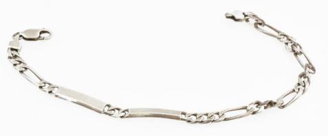 Ezüst(Ag) glídes figaro karkötő, jelzett, h: 22 cm, nettó: 11,6 g