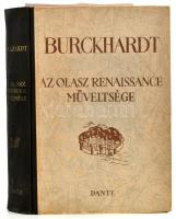 Jacob Burckhardt: Az olasz renaissance műveltsége. 104 műmelléklettel. Ford.: Elek Artúr. Bp., 1945, Dante. Gazdag képanyaggal illusztrált. Kiadói félvászon kötésben, kissé kopott borítóval, laza fűzéssel.