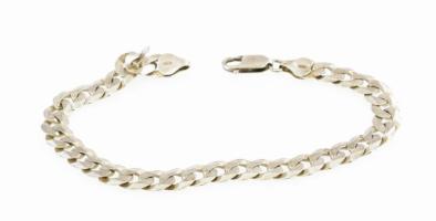 Ezüst(Ag) lapos pancer karkötő, jelzett, h: 21,5 cm, nettó: 11,8 g