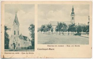 1928 Nagykomlós, Comlosu Mare; Biserica rom. unita, Biserica ort. romana / Rom. un. Kirche, Rom. ort. Kirche / templomok / churches (fl)