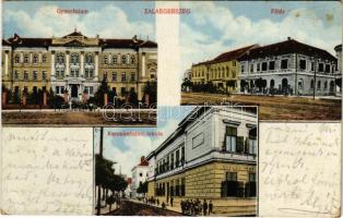 1915 Zalaegerszeg, Gimnázium, Fő tér, Kereskedelmi iskola, Rosenberger L. Lajos és Fangler Mihály üzlete (fl)