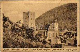 1916 Brassó, Kronstadt, Brasov; Fekete templom, Fehér bástya. Hubert Hedvig és társa kiadása / church, tower (fl)