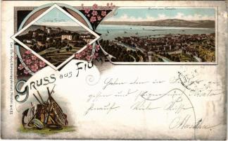 1897 (Vorläufer) Fiume, Rijeka; Schloss Tersatto / Trsat castle. Carl Otto Hayd Art Nouveau, floral, litho (EK)