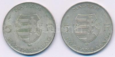 1947. 5Ft Ag "Kossuth" (2x) T:XF patina Adamo F8.1