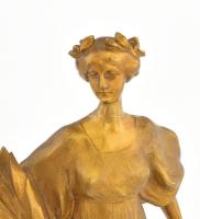 Franz Gruber - Ausztria (1878-1945): Liberty szobor, festett fém, jelzéssel, talapzat nélkül, szép á...