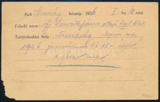 1936 Nyomtatvány 16f portóval