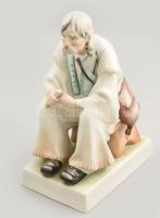 Zsolnay szalonnázó paraszt, kézzel festett, jelzett, hibátlan, m: 33 cm