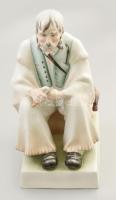 Zsolnay szalonnázó paraszt, kézzel festett, jelzett, hibátlan, m: 33 cm