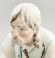 Zsolnay szalonnázó paraszt, kézzel festett, jelzett, hibátlan, m: 33 cm