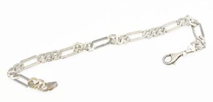 Ezüst(Ag) szögletes masszív figaro bokalánc, jelzett, h: 25 cm, nettó: 14,8 g