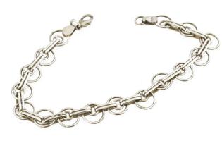 Ezüst(Ag) karikás fantáziaszemes bokalánc, jelzett, h: 23,5 cm, nettó: 16,3 g