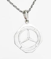Ezüst(Ag) walles nyaklánc, Mercedes medállal, jelzett, h: 44,5 cm, 4×2,7 cm, nettó: 9,5 g
