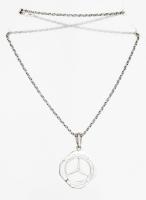 Ezüst(Ag) walles nyaklánc, Mercedes medállal, jelzett, h: 44,5 cm, 4×2,7 cm, nettó: 9,5 g