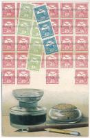 1906 Magyar Kir. Posta 10, 5 és 25 Fillér bélyegei + LEVELEK POSTAI ÜGYN.