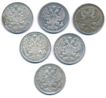 Orosz Birodalom 1910-1915. 20k Ag (6xklf) T:XF,VF
Russian Empire 1910-1915. 20 Kopecks Ag (6xdiff) ...