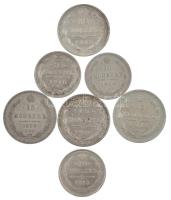 Orosz Birodalom 1898-1916. 10k Ag (3xklf) + 15k Ag (4xklf) T:AU-F Russian Empire 1898-1916. 10 Kopecks Ag (3xdiff) + 15 Kopecks Ag (4xdiff) C:AU-F