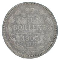 Orosz Birodalom 1905. 5k Ag T:F Russian Empire 1905. 5 Kopecks Ag C:F Krause Y#19a.1