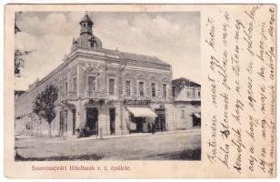 Szamosújvár, Gherla; Hitelbank r.t. épülete, Sahin Kristóf üzlete. Todorán Endre kiadása / bank, shop (EK)