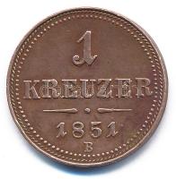 1851B 1kr Cu T:AU kis ph, karc