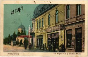 Campulung Muscel, Hosszúmező, Kimpolung, Cimpolung (Arges); Str. Negru Voda si Libraria Staicu / street view, bookshop (Rb)