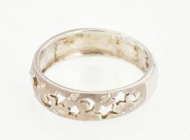 Ezüst(Ag) csillagos, holdas, köves gyűrű, jelzett, méret: 56, bruttó: 3,2 g
