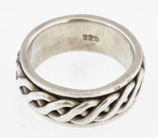 Ezüst(Ag) masszív hullámmintás gyűrű, forgatható középrésszel, jelzett, méret: 53, nettó: 7 g