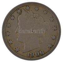 Amerikai Egyesült Államok 1906. 5c Cu-Ni Liberty Nickel T:F kis ph USA 1906. 5 Cents Cu-Ni Liberty Nickel C:F small edge eror Krause KM#112