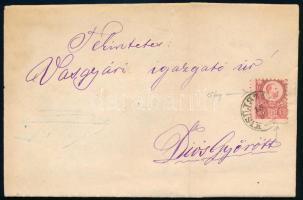 1872 Réznyomat 5kr látványosan képbe fogazva levélen KISÚJSZÁLLÁS