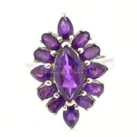 Ezüst(Ag) gyűrű ametiszttel, jelzett, méret: 56, bruttó: 6,6 g